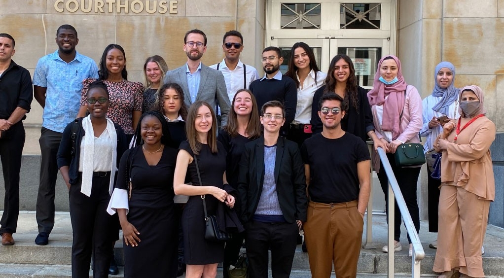 LLM Students LLM class of 2018 standing together outside of the Law Library.