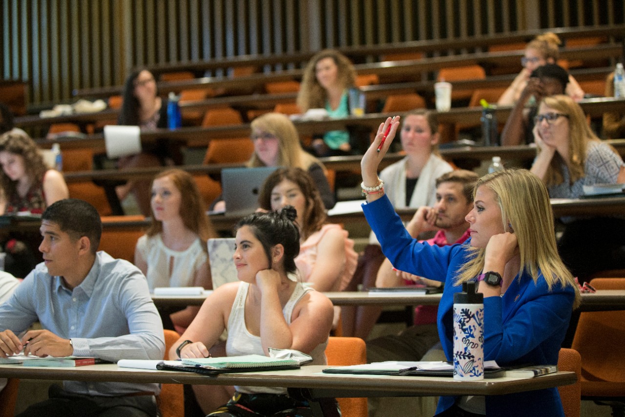 Law students participating in class.